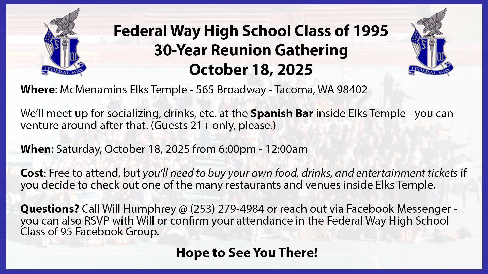 Class of 1995 Reunion Details